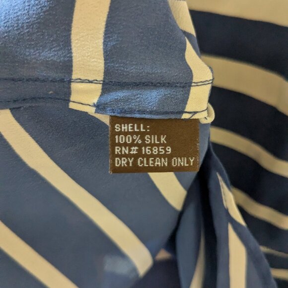 J. McLaughlin Bianca Button Up Blouse 100% Silk Long Sleeve Blue Striped Small - Picture 7 of 7